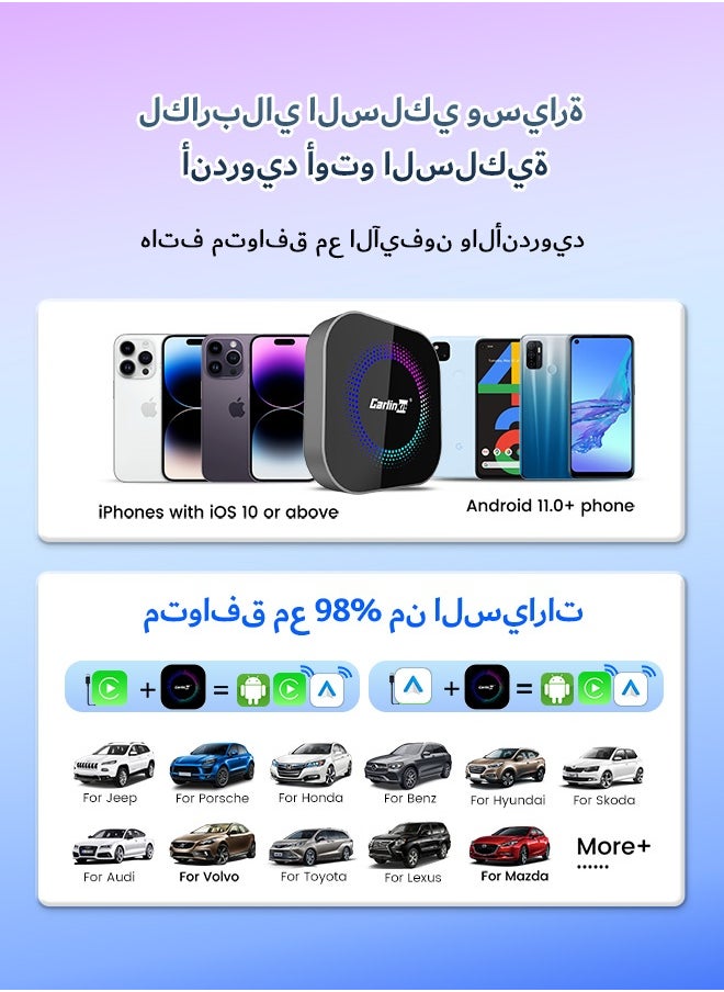 CarlinKit Smart TV Box 8GB+128GB Android 13 Aluminum Glass Box Wireless Android Auto Built-in GPS Play Store For Netflix YouTube For OEM Cars