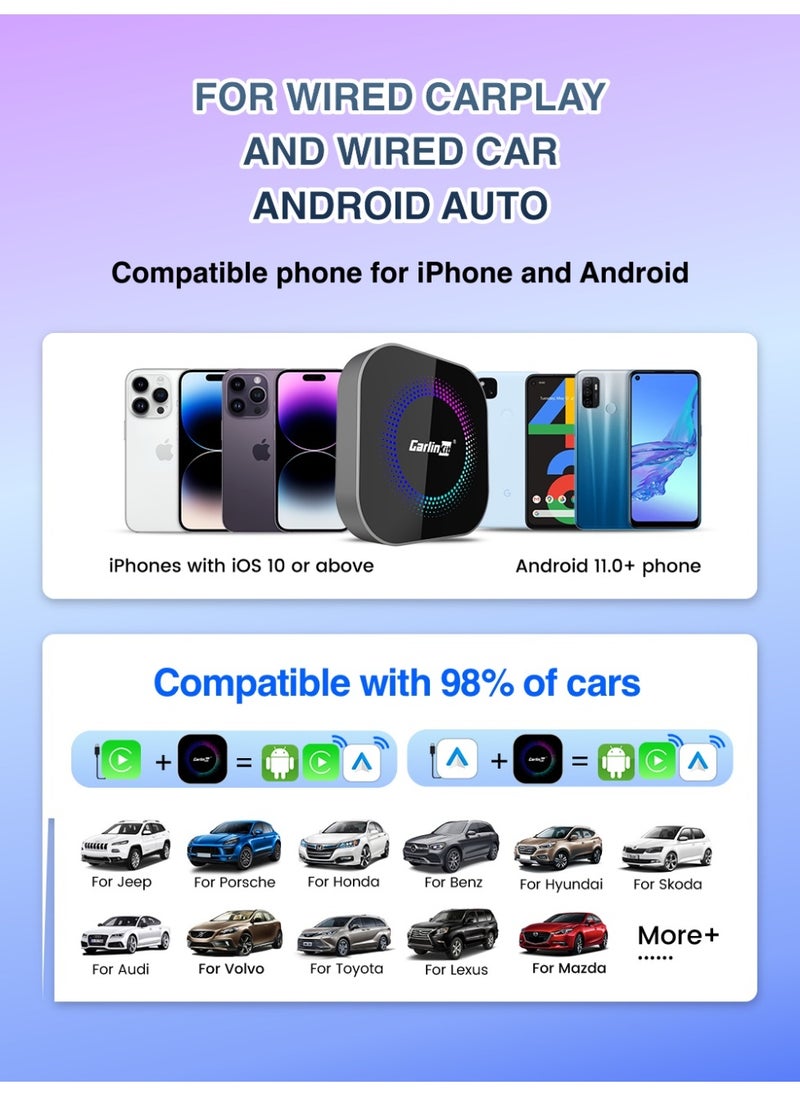 CarlinKit Smart TV Box 8GB+128GB Android 13 Aluminum Glass Box Wireless Android Auto Built-in GPS Play Store For Netflix YouTube For OEM Cars