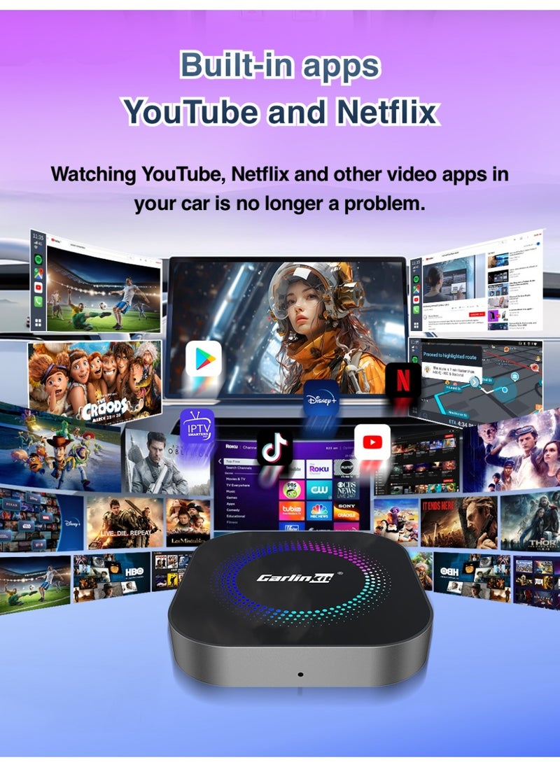 CarlinKit Smart TV Box 8GB+128GB Android 13 Aluminum Glass Box Wireless Android Auto Built-in GPS Play Store For Netflix YouTube For OEM Cars