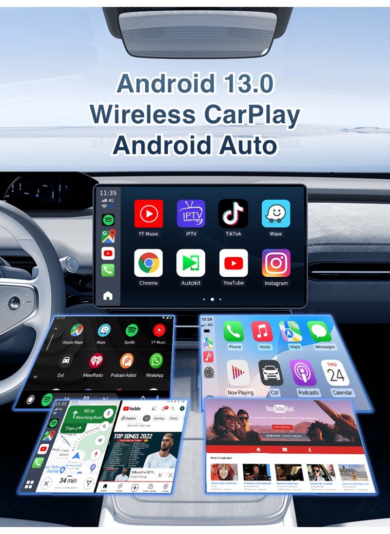 CarlinKit Smart TV Box 8GB+128GB Android 13 Aluminum Glass Box Wireless Android Auto Built-in GPS Play Store For Netflix YouTube For OEM Cars