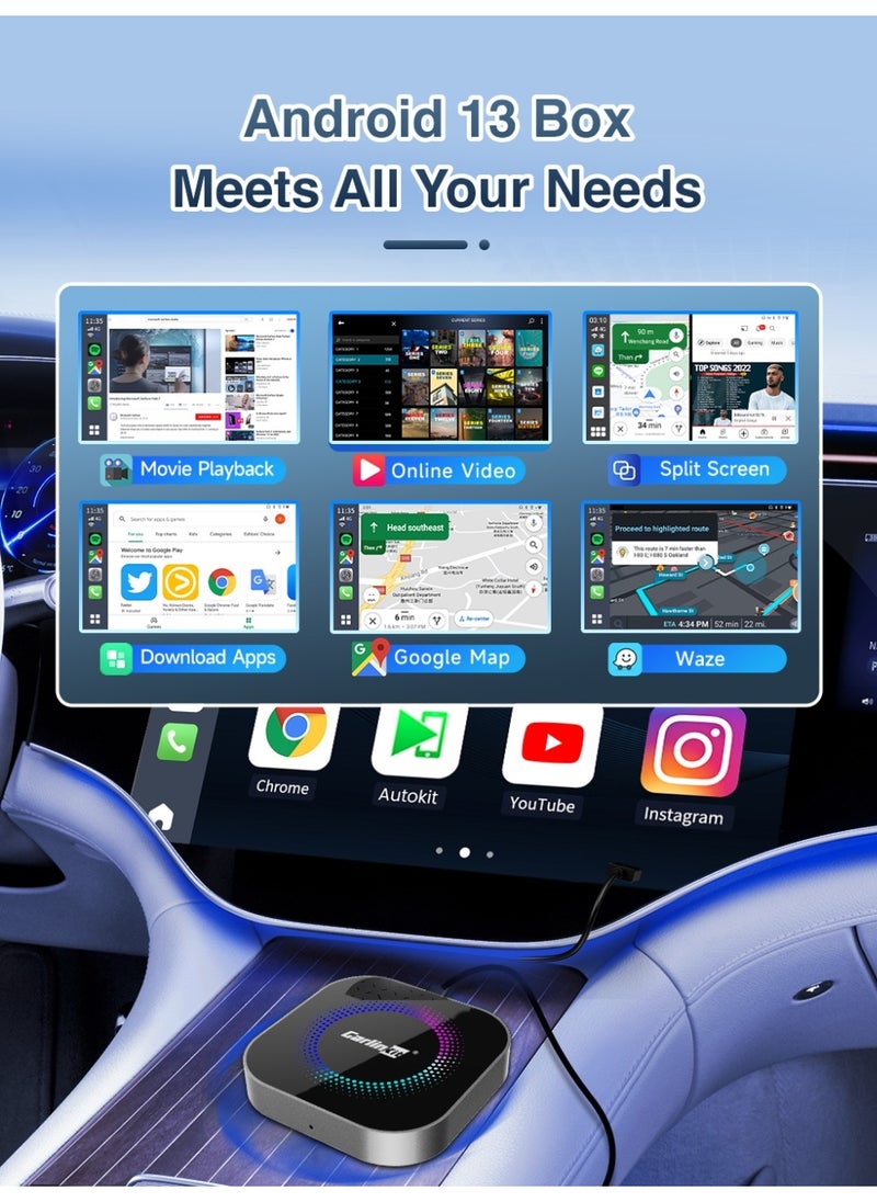 CarlinKit Smart TV Box 8GB+128GB Android 13 Aluminum Glass Box Wireless Android Auto Built-in GPS Play Store For Netflix YouTube For OEM Cars