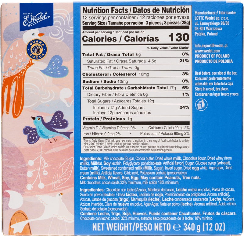 E. Wedel, Ptasie Mleczko Candy Box, Polish Bird's Milk Creamy Marshmallow in Milk Chocolate, 340g/12oz - Image 2