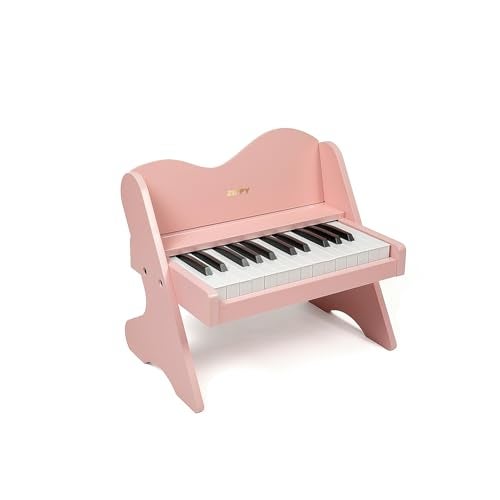 ZIPPY Kids Piano Keyboard 25 Keys Digital Piano for Kids Volume Adjustable Mini Music Educational Instrument Toy Wood Toy for Toddlers Girls Boys Pink - Image 1