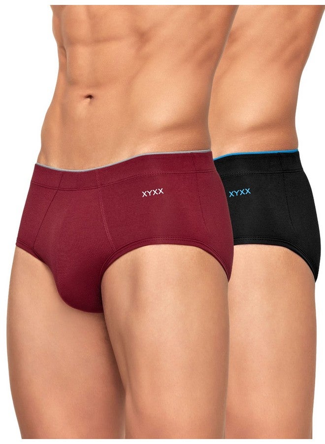 XYXX Men's Modal Relaxed Fit Solid (Pack of 2) (Uno Briefs Pack of Two_Maroon+Black_M) - Image 1