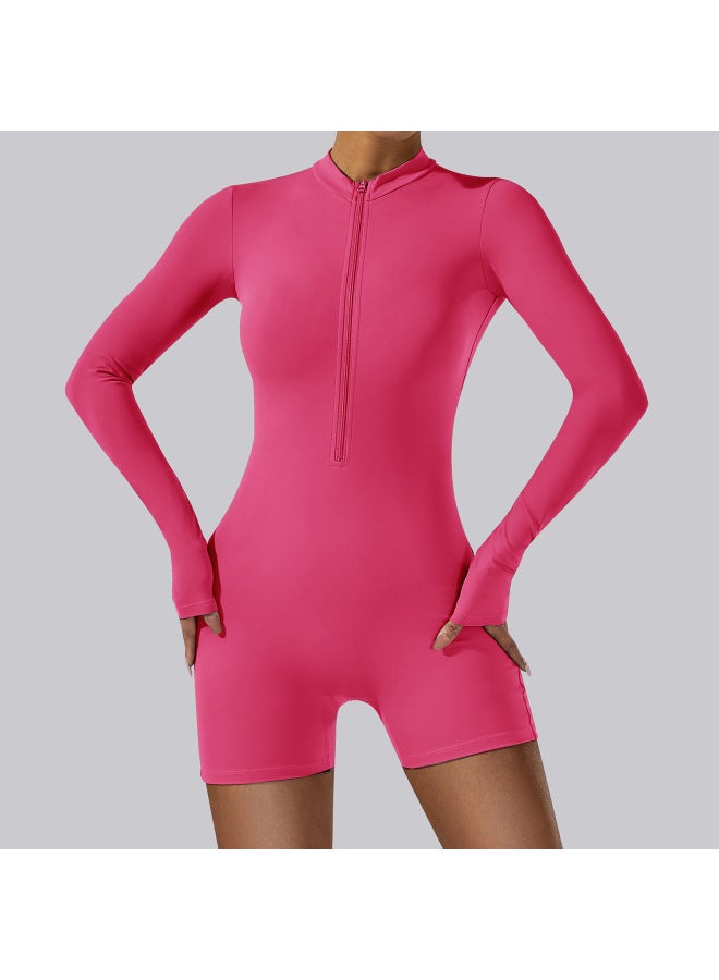 New Open Collar Zipper Long Sleeve One-piece Yoga Clothes Dance One-piece Fitness Clothes Tight Sports One-piece Suit - Image 1