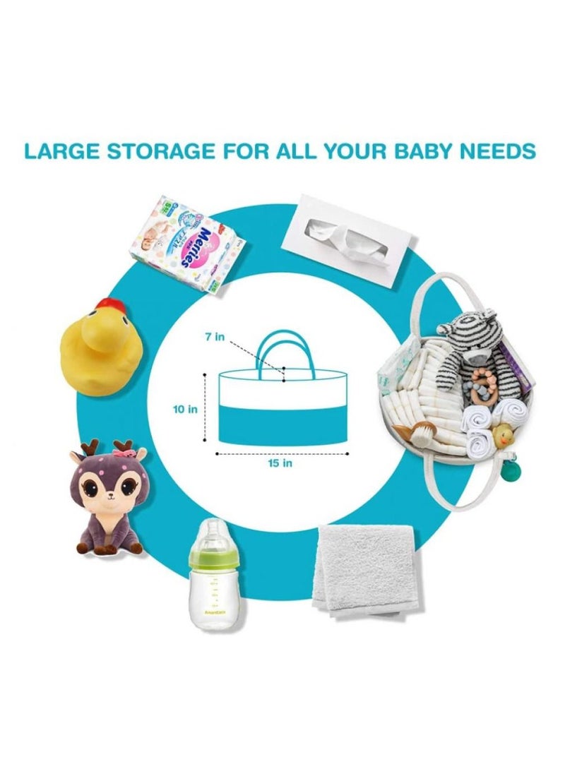 Alissa - 2 in 1 Baby Diaper Caddy Organizer Cotton Rope Diaper Storage Basket Nursery Diaper Organizer for Newborn Boys Girls Best Baby Shower Basket with Extra Wet Dry Diaper Caddy Organizer - Image 1
