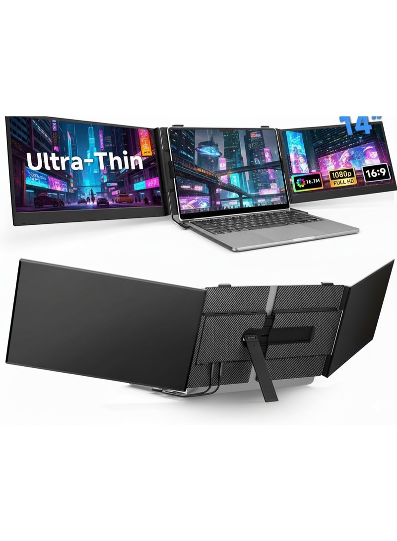 Laptop Screen Extender 14" Ultra-Thin 0.17", 1080P FHD IPS Portable Monitor, Dual/Triple Screen Extender for 13"-17" Laptops, Plug & Play Compatible with Mac/Windows/Android - Image 1