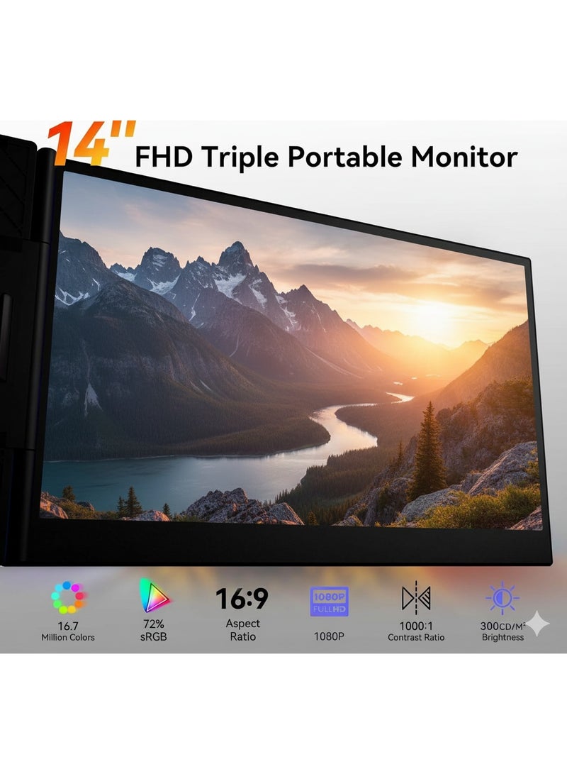 Laptop Screen Extender 14" Ultra-Thin 0.17", 1080P FHD IPS Portable Monitor, Dual/Triple Screen Extender for 13"-17" Laptops, Plug & Play Compatible with Mac/Windows/Android - Image 2