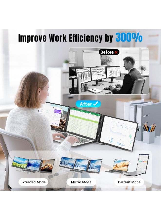 Laptop Screen Extender 14" Ultra-Thin 0.17", 1080P FHD IPS Portable Monitor, Dual/Triple Screen Extender for 13"-17" Laptops, Plug & Play Compatible with Mac/Windows/Android - Image 3