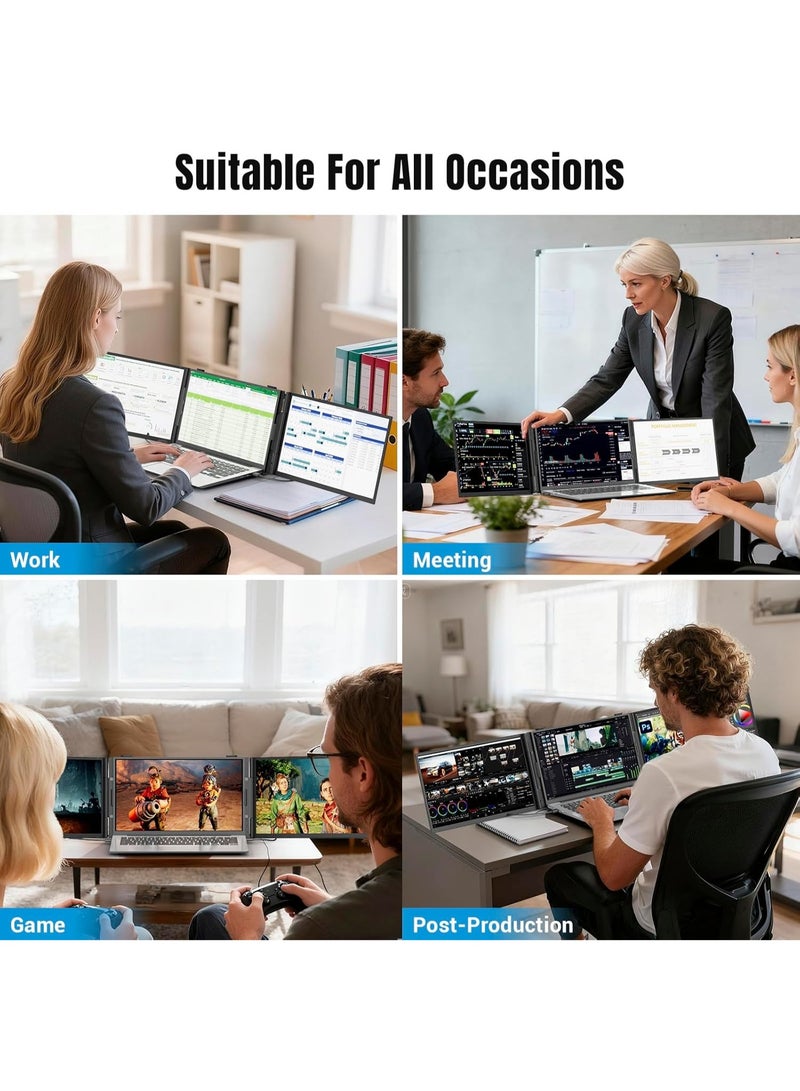 Laptop Screen Extender 14" Ultra-Thin 0.17", 1080P FHD IPS Portable Monitor, Dual/Triple Screen Extender for 13"-17" Laptops, Plug & Play Compatible with Mac/Windows/Android - Image 4