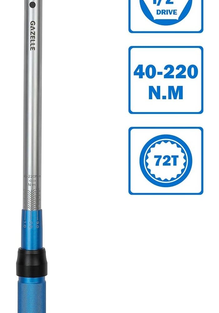 Gazelle 1/2 Inch Torque Wrench 0-220Nm - Image 2