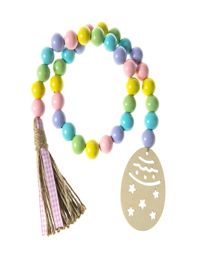 Easter Wood Bead Garland with Tassels Boho Wood Bead String 2.78-Feet with Easter Egg Cutout Farmhouse Rustic Country Wall Hanging Easter Home Decor - Image 2