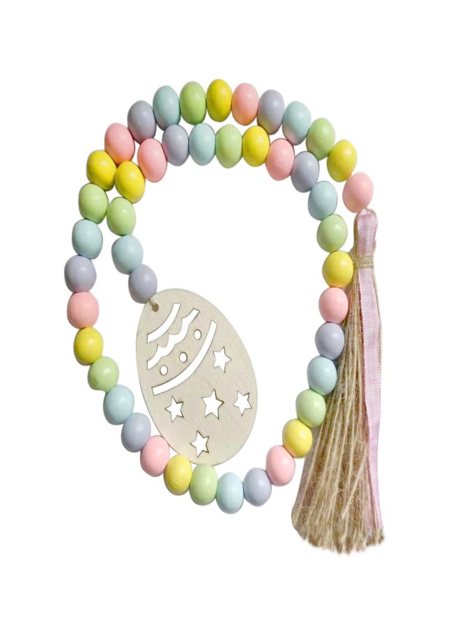 Easter Wood Bead Garland with Tassels Boho Wood Bead String 2.78-Feet with Easter Egg Cutout Farmhouse Rustic Country Wall Hanging Easter Home Decor - Image 5
