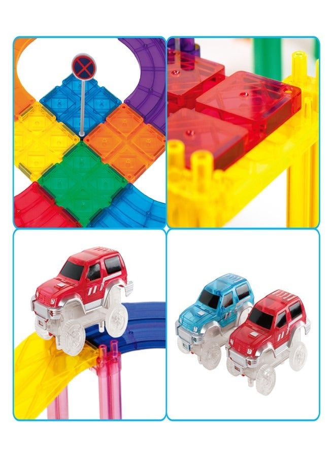 PicassoTiles PICASSO - MAGNETIC RACE CAR TRACK WITH TRUCKS BUILDING SET (30 PC'S) - Image 4