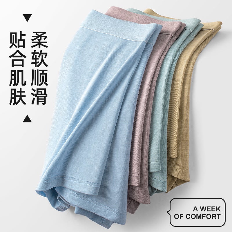 2024 Men''s Boxer Briefs Mid-Waist Solid Color Cotton Breathable Boxer Briefs Yarn Briefs Wholesale Ready Stock - Image 2