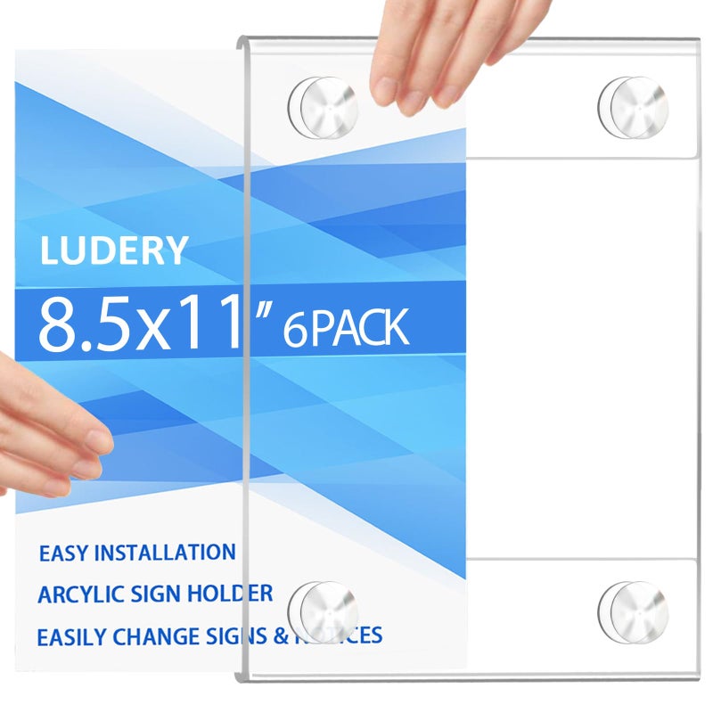 Ludery Acrylic Window Sign Holder 8.5 x 11 with 4 Suction Cups,Clear Acrylic Frames Glass Window Wall Mount,Advertising Signage Sign Holder for Mall, Office, Home, Store, Restaurant (6 Pack) - Image 3