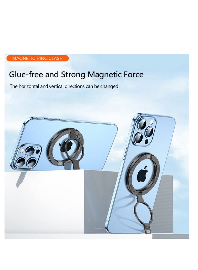 SOLARAE Magnetic Phone Ring Holder, Adjustable Zinc Alloy Phone Ring Holder, for Magsafe Phone Ring Stand Holder, Compatible with iPhone 14/13/12 Series and Phones with Magnetic Suction Case(Black) - Image 2
