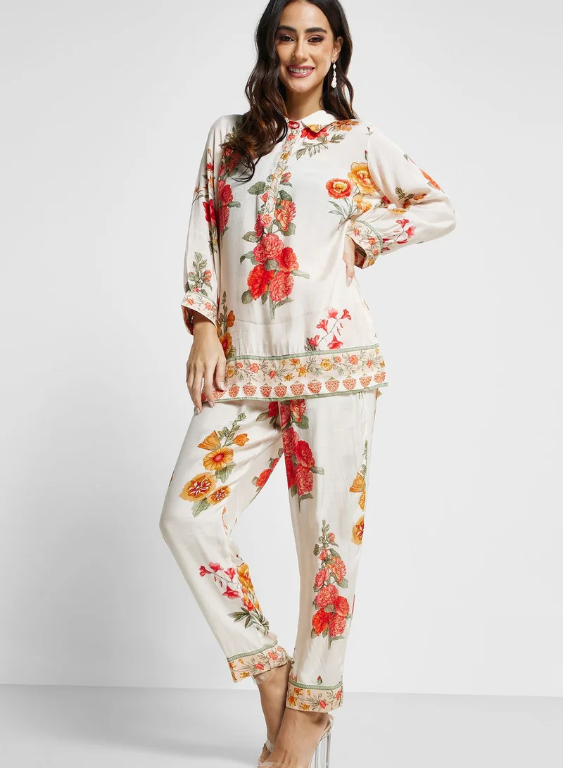 kolaba Floral Printed Straight Fit Co-ord Set