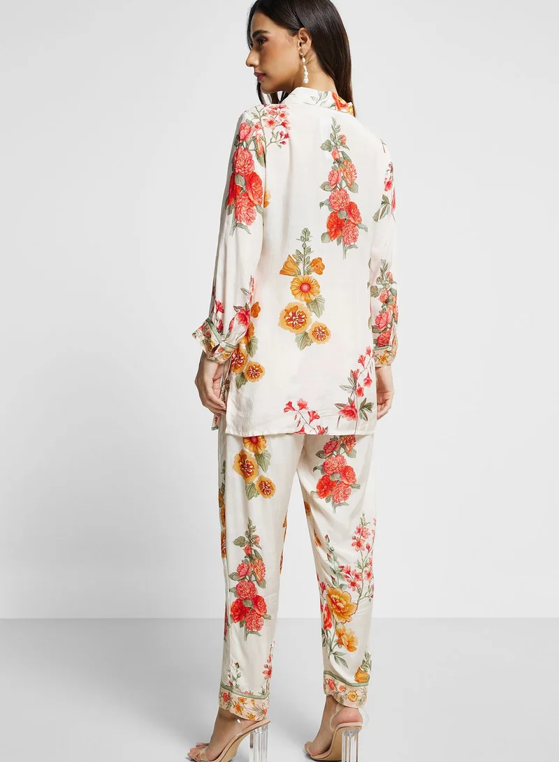kolaba Floral Printed Straight Fit Co-ord Set