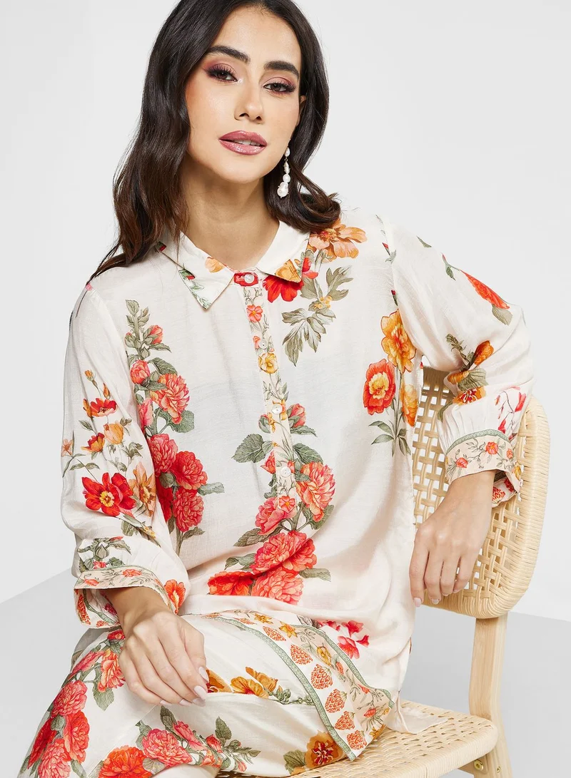 kolaba Floral Printed Straight Fit Co-ord Set