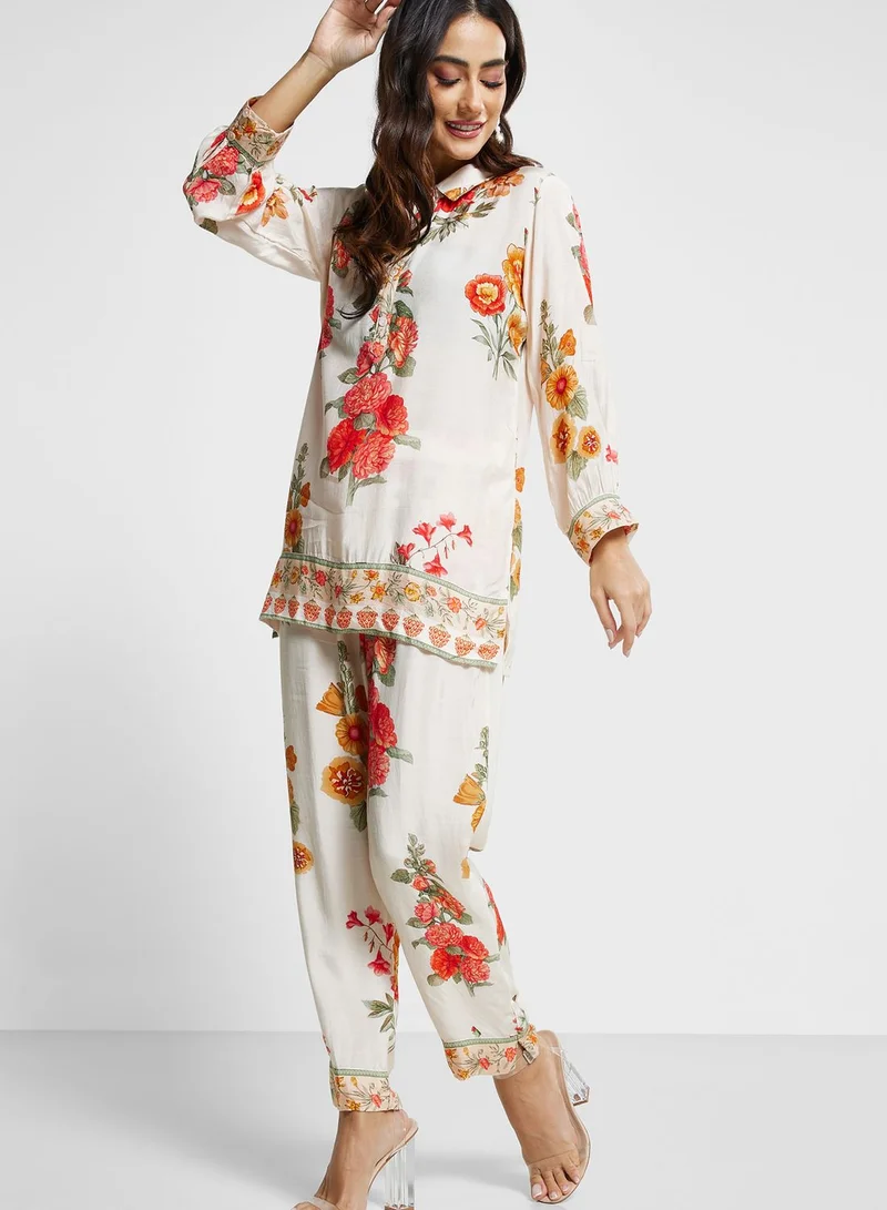 kolaba Floral Printed Straight Fit Co-ord Set