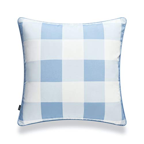 Hofdeco Hofdeco Coastal Patio Indoor Outdoor Pillow Cover ONLY for Backyard Couch Sofa Baby Blue Buffalo Check 20x20 