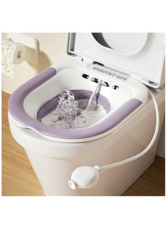 Foldable Sitz Bath For Toilet Seat Sitz Bath for Hemorrhoids Postpartum Care Sits Bath Kit for Women Portable Steam Seat Bidet with Flusher Hose Drain Holes and Wider Seating Area