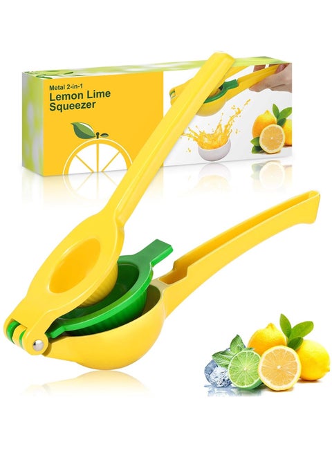 Lemon Lime Squeezer 2-In-1- Hand Juicer Lemon Squeezer Gets Every Last Drop - Max Extraction Manual Citrus Juicer - Easy-to-Use Lemon Juicer Squeezer Lemon Squeezer Manual, Anti Corrosion, Non Slip and Dishwasher Safe, Faster, More Efficient Juicing
