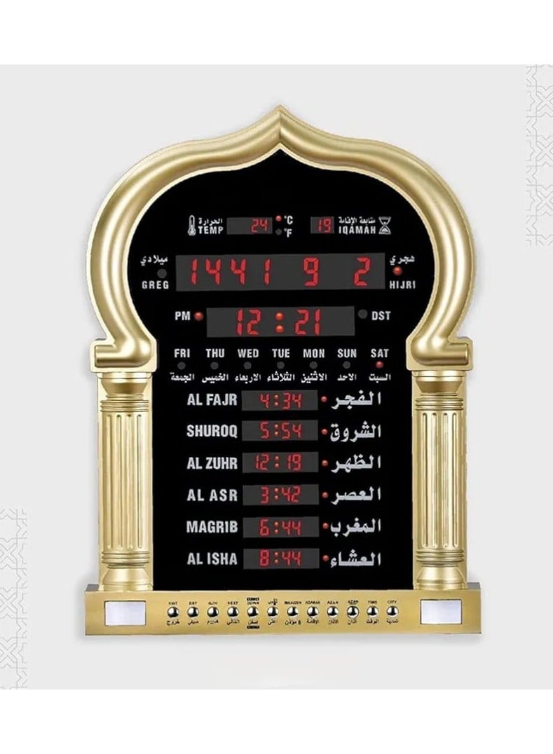 Azan LED Prayer Clock Serves As A Decorative Wall Clock, Perfect For Homes, Offices, Or Mosques. It Functions As A Digital Clock With Prayer Time Reminders.  - Image 1