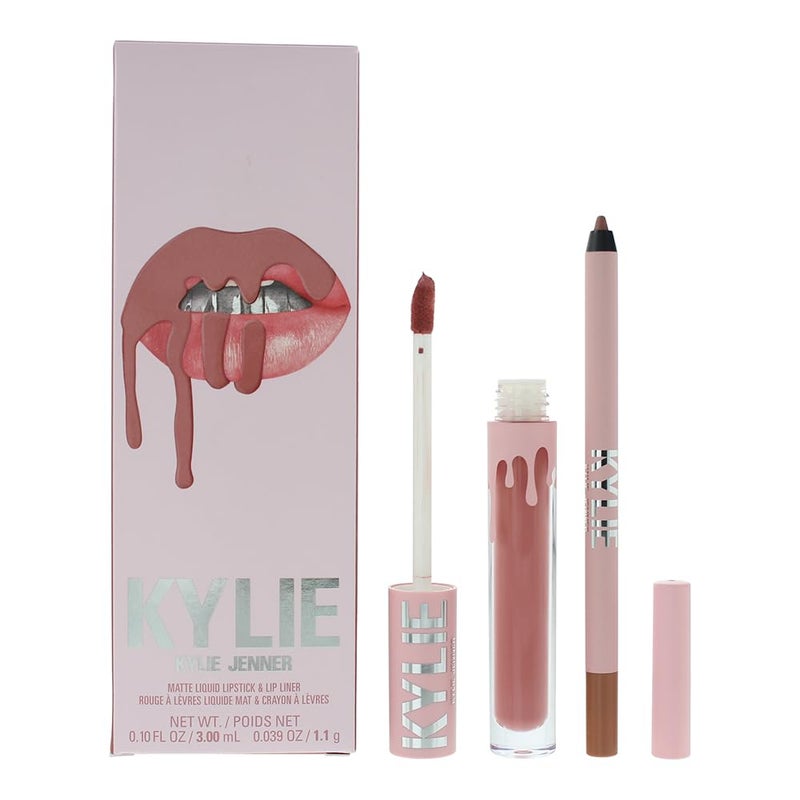 Kylie Cosmetics مجموعة أحمر شفاه مات من كايلي كوزمتيكس - 808 كايلي للنساء - 2 قطعة 0.10 أونصة أحمر شفاه سائل مات، 0.03 أونصة محدد شفاه - Image 1