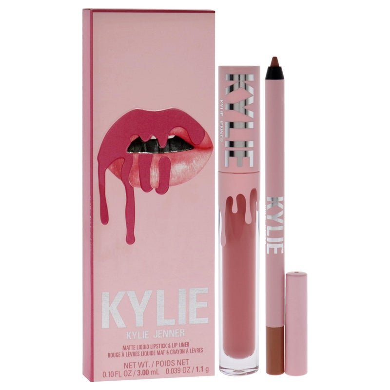 Kylie Cosmetics مجموعة أحمر شفاه مات من كايلي كوزمتيكس - 808 كايلي للنساء - 2 قطعة 0.10 أونصة أحمر شفاه سائل مات، 0.03 أونصة محدد شفاه - Image 3