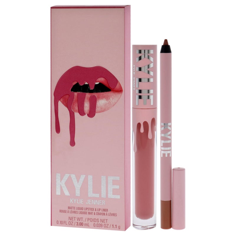 Kylie Cosmetics مجموعة أحمر شفاه مات من كايلي كوزمتيكس - 808 كايلي للنساء - 2 قطعة 0.10 أونصة أحمر شفاه سائل مات، 0.03 أونصة محدد شفاه - Image 4
