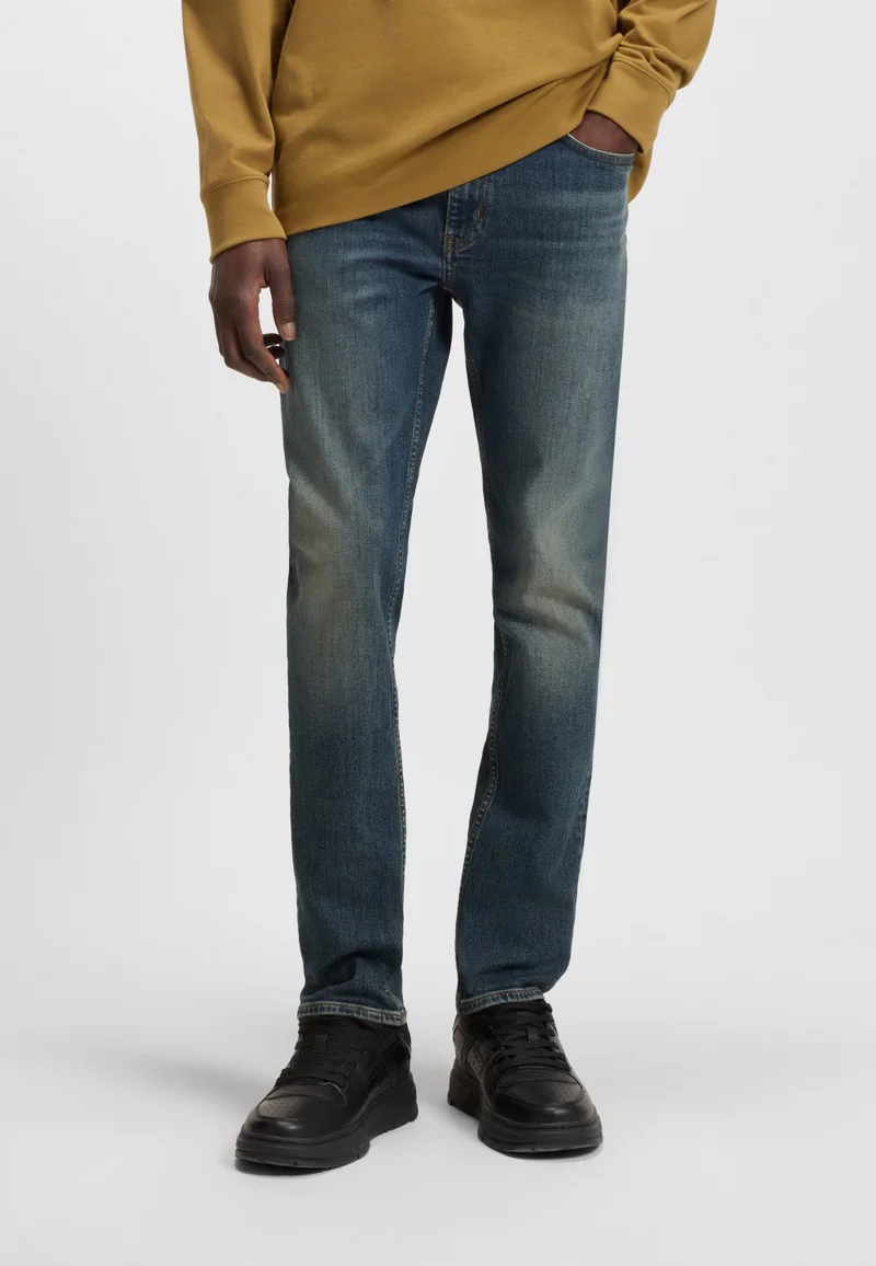 HUGO Extra-slim-fit jeans in dark-blue stretch denim