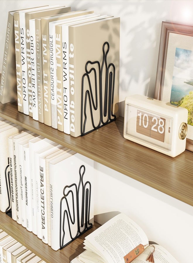 Alsonerbay Thinker Decorative Book Ends for Shelves, Metal Novelty Bookends with Non-Slip Base, Heavy Duty Book Stoppers for Home Office Decor (Black, 1 Pair) - Image 4