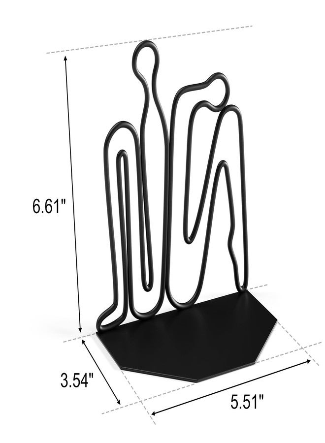 Alsonerbay Thinker Decorative Book Ends for Shelves, Metal Novelty Bookends with Non-Slip Base, Heavy Duty Book Stoppers for Home Office Decor (Black, 1 Pair) - Image 5