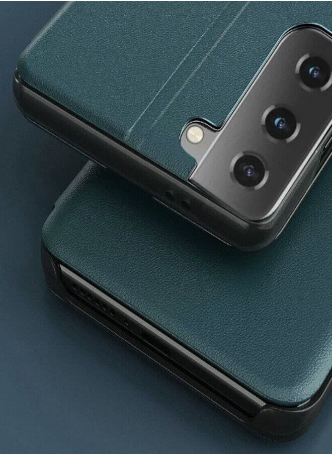 Generic غطاء ذكي قابل للطي مع نافذة شفافة لهاتف سامسونج جالاكسي S23 Ultra باللون الأخضر  - Image 2
