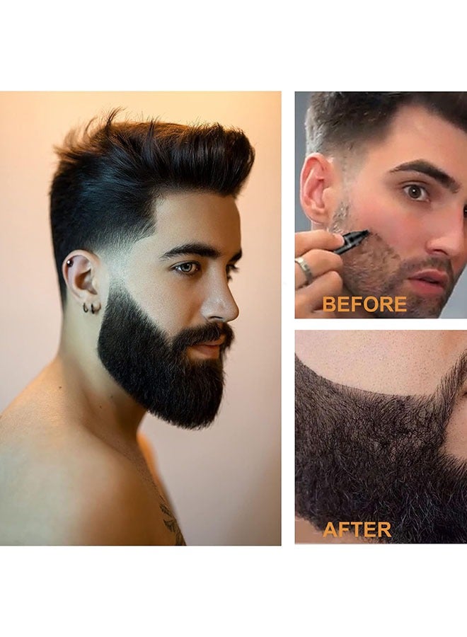 EELHOE Beard Pen-Long Lasting Beard Filling Pen Kit with Brush and Beard Styling Comb Tool Creates Natural Looking Beard, Moustache and Eyebrows (Black) - Image 5