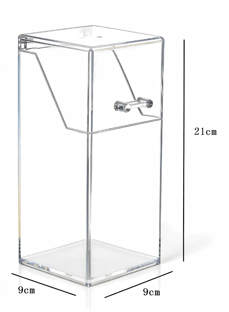 AiheArron Clear Acrylic Dustproof Makeup Brush Organizer, Cosmetic Brush & Eyebrow Pencil Storage Holder With Lid, Vanity Bathroom Bedroom Countertop Organizer (L9xW9xH21cm) - Image 5
