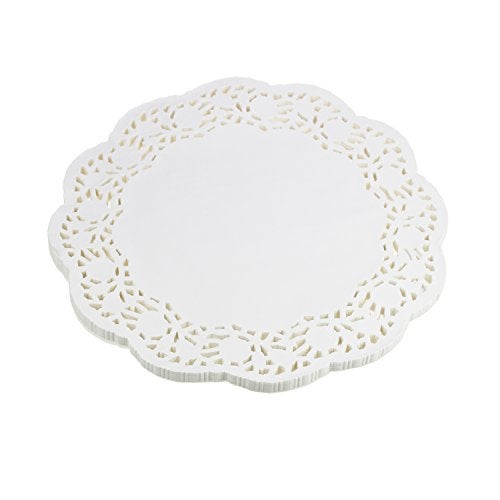 LJY 100 Pieces White Lace Round Paper Doilies Cake Packaging Pads Wedding Tableware Decoration (12 Inch) - Image 1