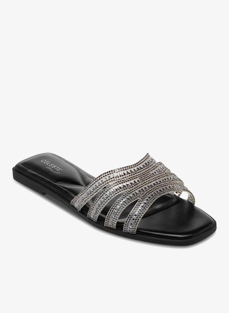 Celeste Black Women Embellished Flat Sandals Ramadan Collection for Women | Best Price UAE
