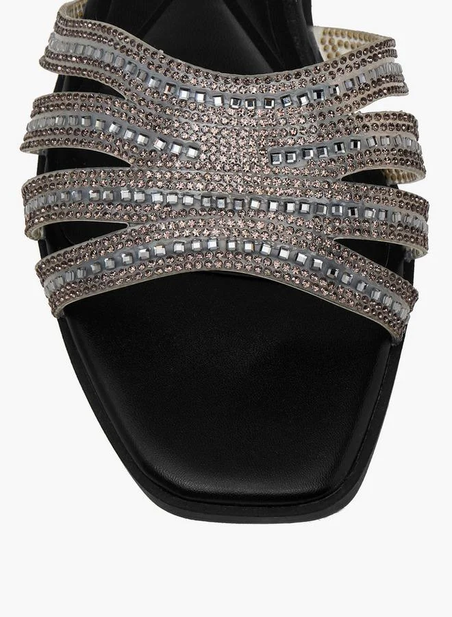 Celeste Black Women Embellished Flat Sandals for Women | Best Price UAE