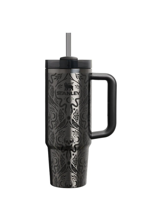 Stanley Halloween Edition Tumbler ,Deadly Damask Black Stainless Steel Mug With Straw, Insulated Travel Tumbler With Handle, 40 Oz - Image 1