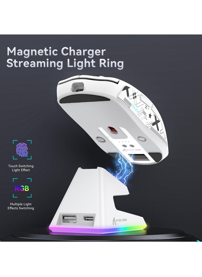 Attack Shark - X6 Lightweight Wireless Gaming Mouse with RGB Backlight Charging Base,Tri-Mode Wired/2.4GHz/BT5.2,26K DPI, PAW3395 Optical Sensor,HUANO Switch,5programmable Buttons - Image 1
