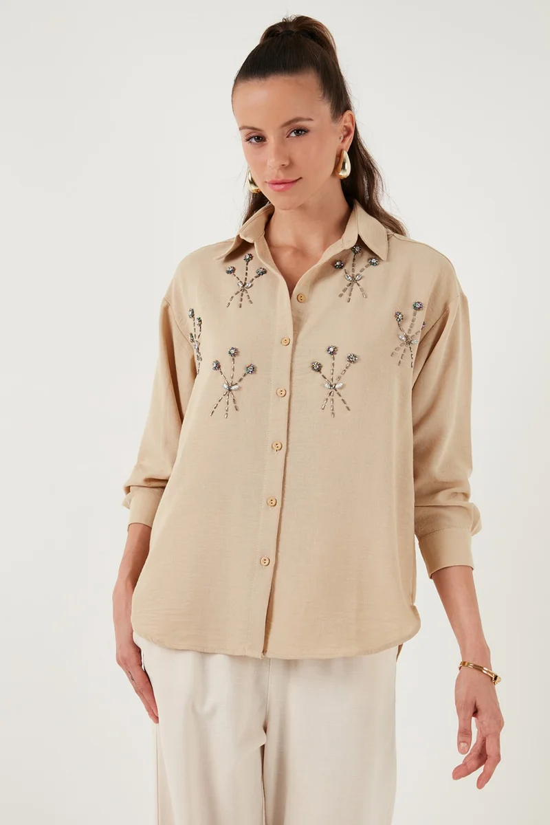 ليلا Shiny Stone Regular Fit Summer Shirt Women's Shirt 6113615