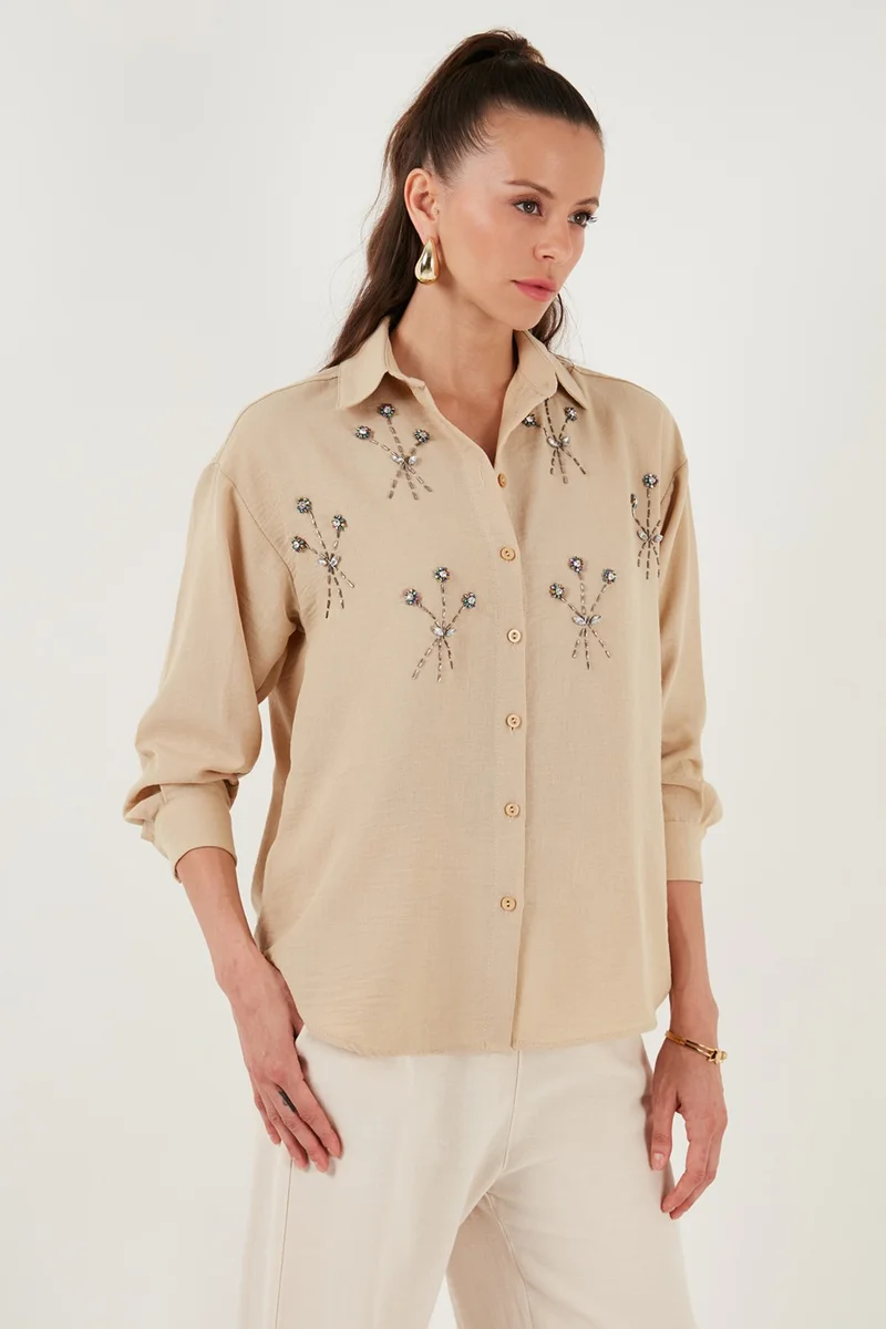 ليلا Shiny Stone Regular Fit Summer Shirt Women's Shirt 6113615