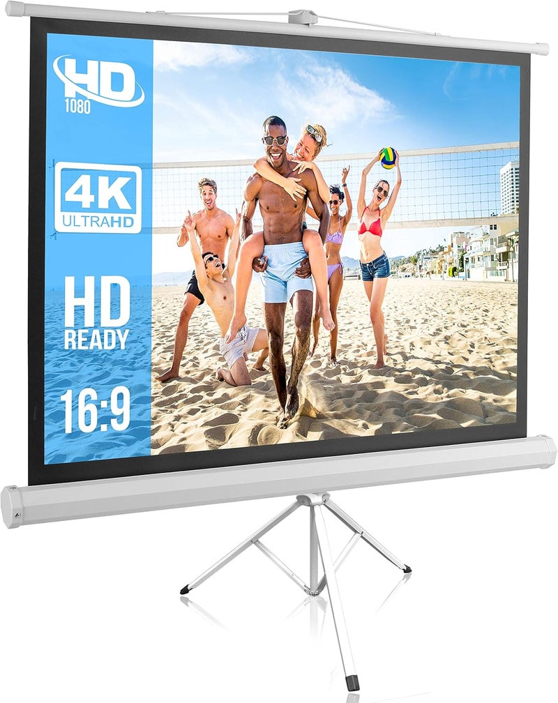 Pyle 50 Inch Portable Projector Screen with Tripod Stand – Lightweight, Durable, Easy Pull Setup Mobile Projection Screen with 4:3 Aspect Ratio, White Matte Fabric for Indoor/Outdoor Use - Image 1