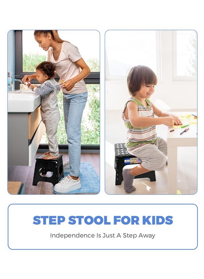 Acko ACKO 11 inch Folding Step Stool Lightweight Plastic Step Stool - 2 Pack - Foldable Step Stool for Adults,Non Slip Folding Stools for Kitchen Bathroom Bedroom (Black, 2 Pack)  - Image 2