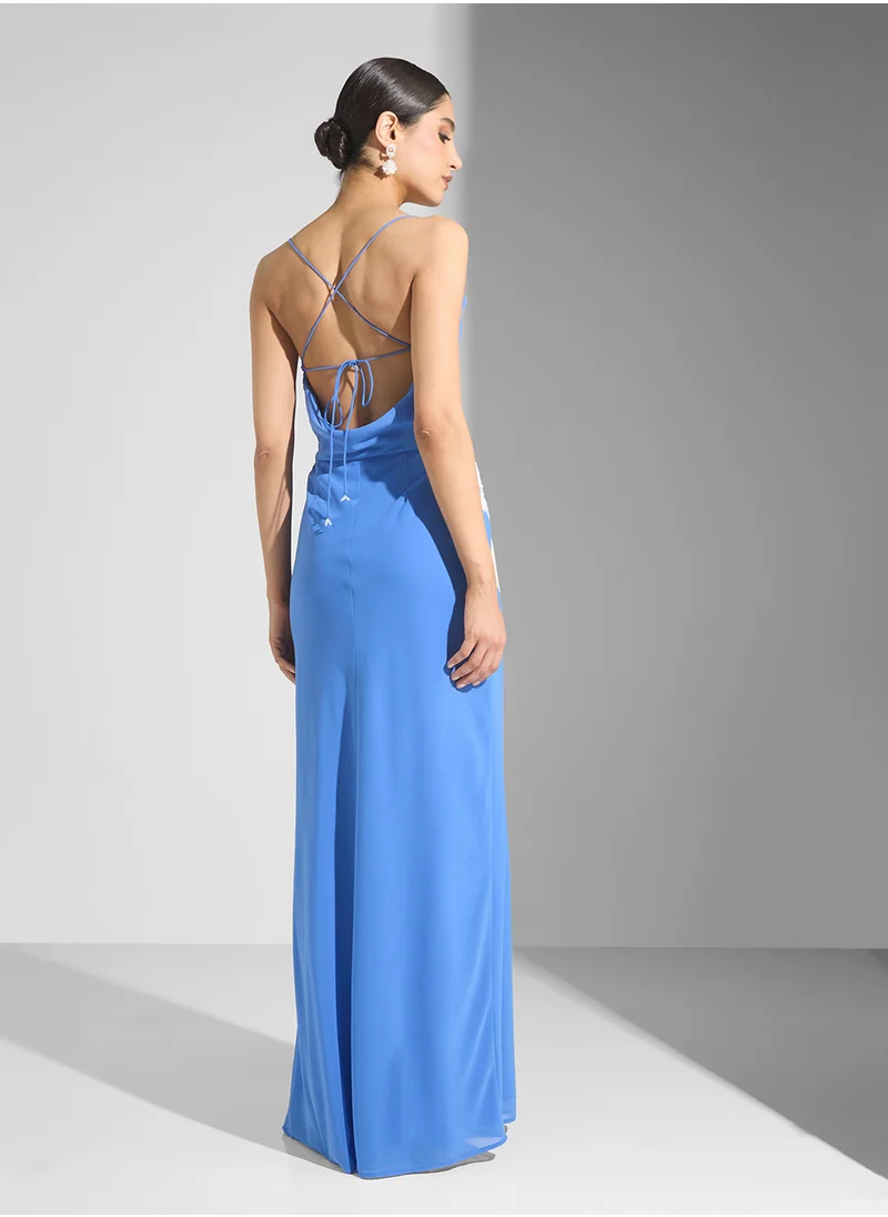 Hope & Ivy Embellished Cowl Neck Dress