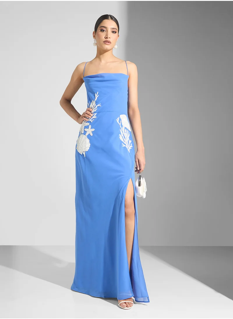 Hope & Ivy Embellished Cowl Neck Dress