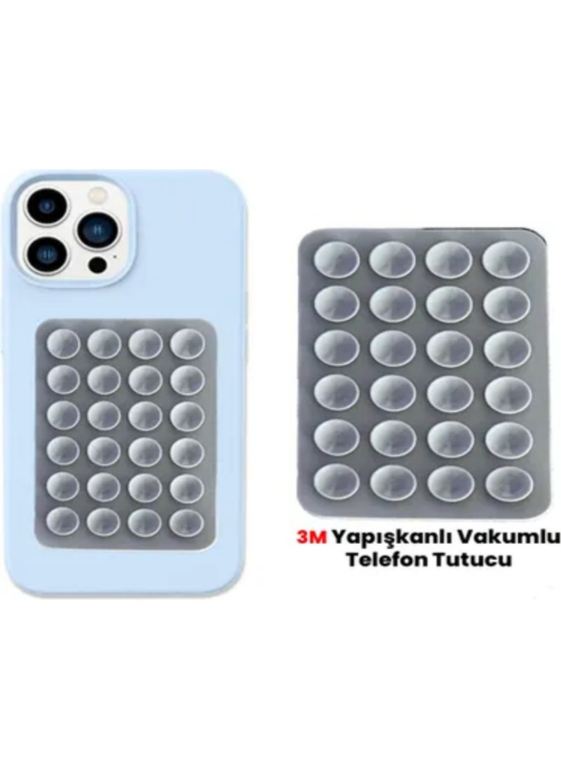 Bilişim Aksesuar Silicone Vacuum Phone Holder, Silicone Adhesive for Mobile Phone, Anti-Slip Suction Cup Phone Holder Gray 